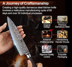 XINZUO Damascus 7-Piece Kitchen Chef Knife Block Set,Professional Sharp Cutting Knife Set with Block,Pakkawood Handle,Chef Gift Box