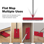 JOYMOOP Flat Mop, Microfiber Mops for Floor Cleaning and Wall Cleaner, 50" Mop with 13" Flat Head with a Microfiber Mop Pad - Black & Red