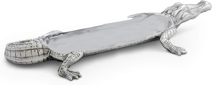Arthur Court Designs Aluminum Alligator Figural Serving Tray Florida Gator 17 inch x 7.5 inch