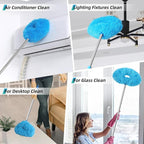 DRQ Ceiling Fan Cleaner Duster, 2 Pack Reusable Microfiber Duster with Extension Pole, 13 to 50 Inch Fan Blade Cleaner, Removable Dusters for Cleaning Walls Bookshelves Door Window Top (Blue)