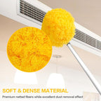 Ceiling Fan Cleaner Duster Reusable Microfiber Ceiling Fan Blade Cleaner Removable Duster with Extension Pole Adjusts 13 to 49.7 Inch for Cleaning Walls Bookshelves Furniture Door Window Top (Yellow)