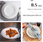 Amazon 6-Piece 8.5" White Dinner Plates Lightweight Round Plates, Simply Dessert Plate, Triple Layer Glass and Chip Resistant, for Microwave and Dishwasher Safe Scratch Resistant, Winter Frost White