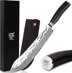 YOUSUNLONG Breaking Knife Bull Nose Pro Butcher Knife 10 inch Japanese 67 Layers Hammered Damascus Steel with Natural Leadwood Handle