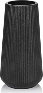 Matte Black Ceramic Vase, GUKJOB Small Cute Flower Vase for Pampas Grass, Home, Living Room, Dining Table, Farmhouse, Office Decor, Bedroom, Table, and Kitchen Shelf (Matte Black)