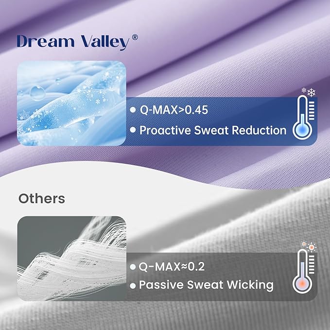 Dream Valley®Outlast®Cooling Comforter, NASA Temperature Regulation Technology Cooling Blanket, Q-Max > 0.4 Everlasting Cooling for Night Sweats, Hot Sleepers,Lavender Fog, Queen90 x90