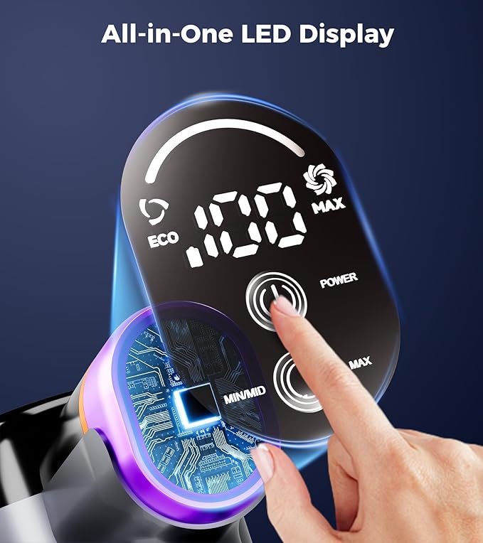 Cordless Vacuum Cleaner, Upgraded 550W 45Kpa 60Mins Vacuum Cleaners for Home, Anti-Tangle Stick Vacuum with Self-Standing, LED Display, 8-in-1 Wireless Vacuum for Carpet Pet Hair Hardfloor