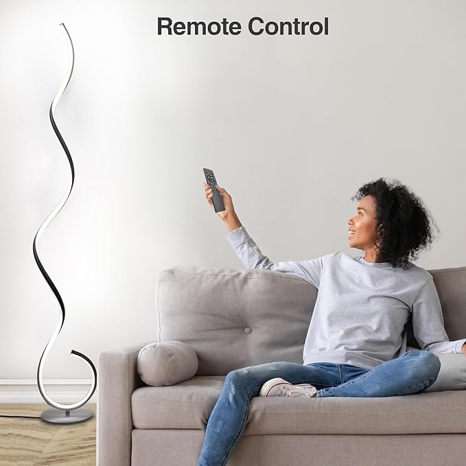 CHICLUX Spiral Floor Lamp, Dimmable LED Floor Lamp with 3 Color Temperatures, Ultra Bright, Modern Standing Tall Lamp with Remote Reading Floor Lamp for Living Room Bedroom Office