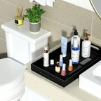 NIUBEE Acrylic Serving Tray 12x20 Inches -Spill Proof- Black Decorative Tray Organiser for Ottoman Coffee Table Countertop with Handles