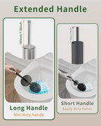Toilet Brush and Holder Set, Toilet Bowl Brush for Bathroom with Long Handle, Stainless Steel Toilet Cleaner Brush with Durable Scrubbing Bristles,Splash-Proof (Brushed Nickel)