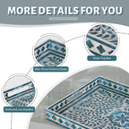 MAONAME Rectangular Decorative Tray, Plastic Serving Tray with Handles, Modern Blue Trays for Ottoman, Coffee Table Trays for Living Room, Home Decor, 15.7" x 11.8" x 1.6"