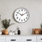 12 Inch Wall Clock Battery Operated Silent Non Ticking Analog Modern Decorative for Office Kitchen Outdoor Living Room Classroom Bedroom Bathroom School(Silver)