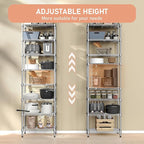 8 Tier 2000 lbs Storage Rack Metal Wire Shelving Unit, Storage Standing Shelf Organizer for Laundry Bathroom Kitchen Pantry Closet Garage Utility Room, Chrome 13.8" D x 23.6" W x 79.5" H