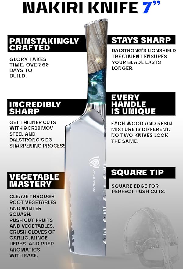 Dalstrong Nakiri Knife - 7 inch - Valhalla Series - 9CR18MOV High Carbon Steel - Vegetable Kitchen Knife - Celestial Resin & Wood Handle - Razor Sharp Asian Knife Gift- w/Sheath