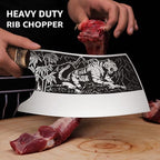 TOMBRO Meat Cleaver - 9" Butcher Knife, Heavy Duty Bone Chopper, Forged With Sheath for Meat Cutting, Ultra Sharp Carbon Steel Chinese Chef for Home & Outdoors