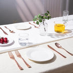 144 Pack Rose Gold Premium Plastic Cutlery Disposable Silverware Set - 48 Forks, 48 Knives, 48 Spoons - For Catering, Parties, Dinners, Weddings, and Everyday Use, Plastic box packaging
