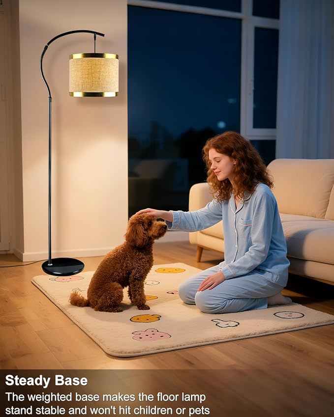 Lightdot 64.9IN Black Arc Floor Lamp, Modern Floor Lamps for for Wedding/Party, Standing Lamp with Linen Shade, Tall Floor Lamp Living Room/Bedroom (Bulbs Included)