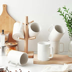 Jassceram Coffee Mugs Set of 6, 18 Ounce Porcelain Mugs for Latte, Hot Tea, Cappuccino, Cocoa and Milk, Ceramic Coffee Cups with Large Handle - Dishwasher & Microwave Safe, White