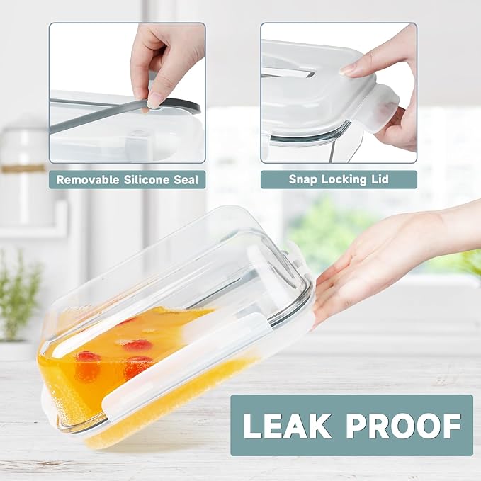 KOMUEE 203oz & 74oz Extra Large Glass Food Storage Containers with Lids, 2 Piece Airtight Big Glass Containers, Leak-proof, BPA-Free Lids with Carry Handle, Freezer Safe