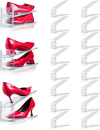 Adjustable Shoe Slots Organizer,16PACK Transparent Shoe Stackers Shoe Rack Holder Shoe Space Savers Double Layer Stack Shoe Racks for Closet Organization(Transparent)