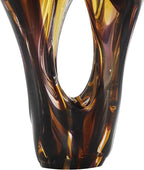 Deco 79 Glass Abstract Decorative Sculpture Cutout Home Decor Statue with Pink and Amber Accents, Accent Figurine 9" x 6" x 20", Yellow