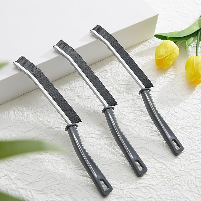 Hard Bristle Crevice Cleaning Brush, Small Cleaning Brushes, Grout Cleaner Brush, Toilet Brush, Scrub Brush for Shower Tile, Skinny Gap Cleaning Tools for Household Use, Bathroom, Kitchen (3)