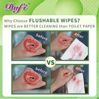 DAFI Flushable Wipes for Adult Wet Wipes, Total 480 Unscented Toilet Wipes Flushable, No Alcohol & 100% Plant Based Fibers, Septic and Sewer Safe Pack of 6