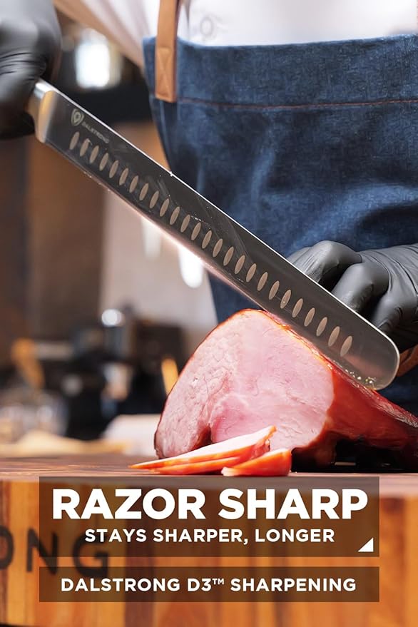Dalstrong Slicing Knife - 12 inch - Gladiator Series - Forged High-Carbon German Steel Knife - Olive Wood Handle - Cover Sheath Included - Slicer Kitchen Chef Knife Gift