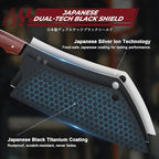 Meat Cleaver Knife 8inch - Black Butcher Knife for Meat Cutting, Japanese High Carbon Steel Vegetable Cleaver for Chopping, Kitchen Cooking Knife with Wooden Handle, Gift for Men