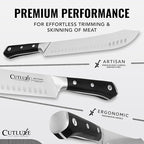 Cutluxe Butcher Knife – 10″ Bullnose Carving Knife, Forged High Carbon German Steel – Full Tang & Razor Sharp – Ergonomic Handle Design – Artisan Series