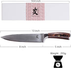 SAMCOOK Damascus Chef Knife - 8 Inch Professional Sharp Kitchen Knife - Japanese VG-10 High Carbon Stainless Steel Meat Sushi Cutting Gyuto knife - Ergonomic Pakkawood Handle with Gift Box