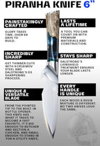 Dalstrong BBQ Piranha Knife - 6 inch - Valhalla Series - 9CR18MOV HC Steel - Celestial Resin & Wood Handle Gift Knife - Built-in Bottle Opener - Meat Cutting, Carving, Bone, Trimming - Leather Sheath