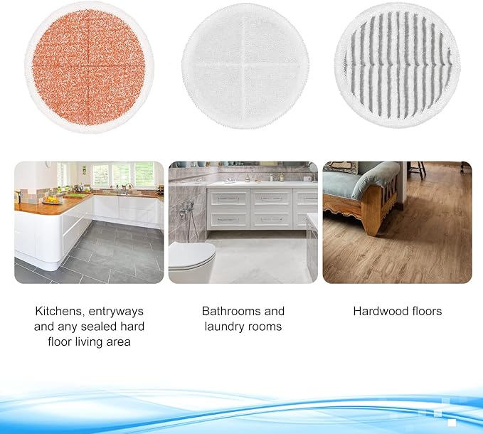 6 Pack Mop Pads Replacement Compatible with Bissell Spinwave Mops 2124 2039 2037 2039A Series Steam Mop Pads for Bissell Spinwave Hard Floor Cleaning Kits 2 Soft Pads, 2 Scrubby and 2 Heavy Scrub Pads