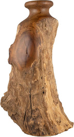 Vitex Pubescens Vahl Handcrafted Natural Wooden Vase; H(11.8”) x D(5"-6.5"); Unique Wooden Vase