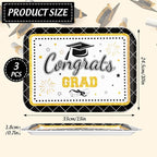 3Pcs Graduation Serving Trays 13 x 10 Inch Bachelor' s Hat Diploma Glitter Reusable Platter Congrats Grad Serving Dishes for Graduate Party Sharing Snacks Fruit Dessert