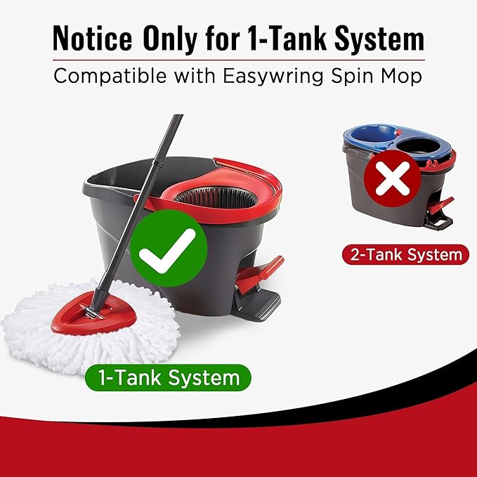 Mop Head Replacement for O-Cedar - Spin Mop Replacement Head - Microfiber Easywring Mop Heads with 1-Tank System, Machine Washable Mop Refill，Durable and Reusable, Easy to Install and Replace[6Pack]