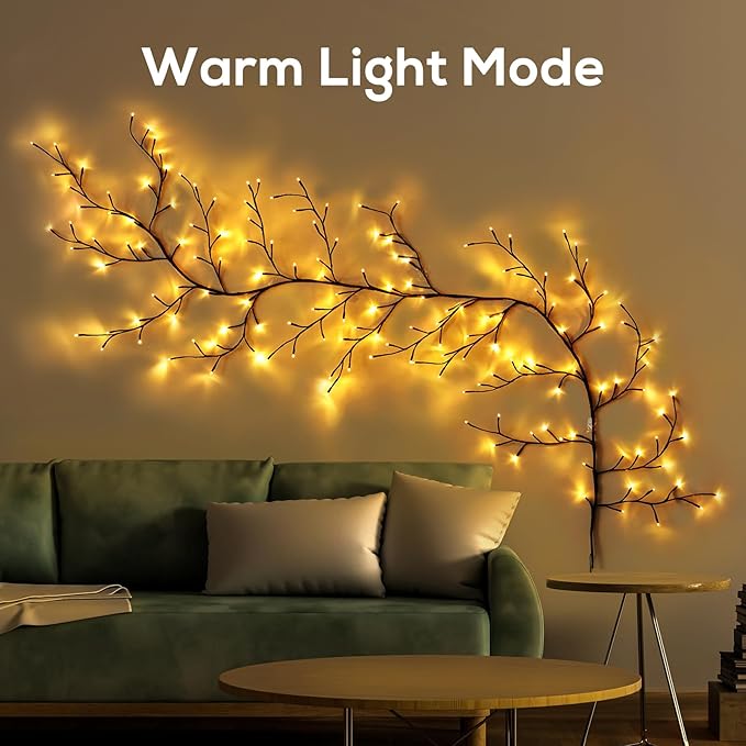 Enchanted Willow Vine Lights for Home Decor with 160LEDs, 8.2FT Wall Decoration Light with 8 Remote Control Modes (Brown)(1PCS)