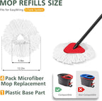 4 Pack Spin Mop Refill Replacement Head Compatible with EasyWring Spinning Mop, with 1 Swivel Mop Base, 100% Microfiber Deep Cleaning Machine Washable - White (1-Tank System)