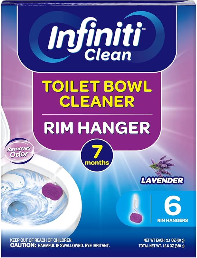 Toilet Bowl Cleaner Rim Hanger, 6 Count Automatic Bowl Toilet Cleaner, Cleans and Freshens Toilet Bowl, Lavender Scent - 7 Month
