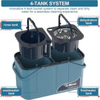 Spin Mop and Bucket System,Separates Dirty and Clean Water,4-Chamber Design,Mop and Bucket with Wringer Set,Wet & Dry Use,Best Home Floor Cleaning Tools with 8 Replacement Mop Heads,4X Wheel