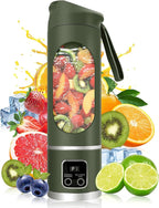 Portable Blender Personal Electric USB，500ML Portable juicer Shakes and Smoothies Blender，Small Blenders，Mixing，Compact、Convenient and Versatile (Green)