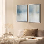 SIGNFORD Framed Canvas Print Wall Art Set Blue and Beige Abstract Modern Neutral Vertical Illustration Modern Art Decorative Nordic Nature for Living Room, Bedroom, Office - 16"x24"x2 White