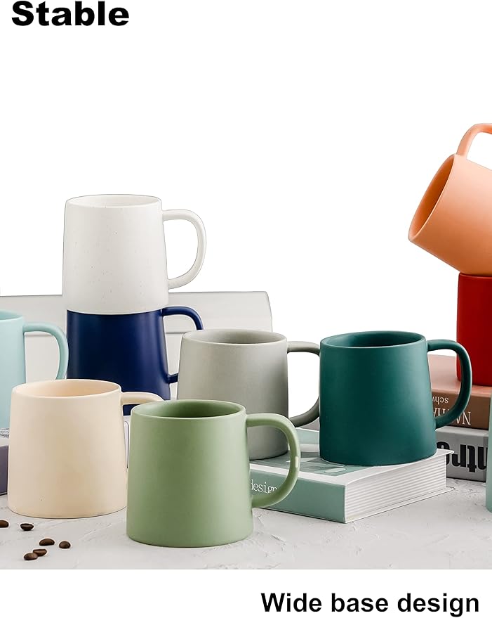 T-WARE 16 Oz Coffee Mugs, Matte Sage Green Mug Set of 4, Ceramic Mugs Coffee, Solid Color Coffee Cups Ceramic