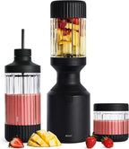 Beast Mega 1200 Plus | Premium Countertop Blender | Smoothies, Shakes, Sauces, Dips, Soups | Blends Ice and Frozen Fruit | XL Vessel | With Extra Vessels, Straw System | 1200W | (Carbon Black, 120V)