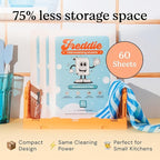 Freddie Dishwasher Sheets Fragrance Free - Space-Saving Alternative to Liquid Detergent - 180 Loads (3 Pack) Concentrated Plastic Jug Free Strips