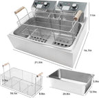 Deep Fryer with Basket, 22.6L/24QT Stainless Steel Countertop Electric Fryer for Home and Commercial Use, Oil Fryer with Temperature Control and Double Overheat Protection