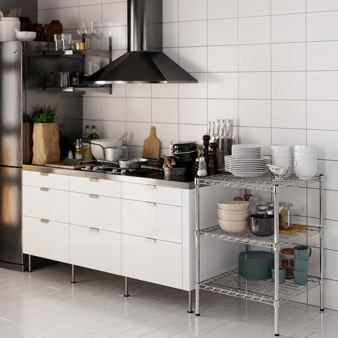 24" Deep x 24" Wide x 34" Height Wire Shelving Kit | 3-Tier | NSF Commercial Storage Rack Unit