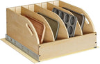 WelFurGeer Birchwood Pot and Pan Organizer with Soft-Close Drawer, Pull Out Cabinet Organizer, Heavy-Duty Slide-Out Storage for Baking Sheets, Cutting Boards, and Kitchen Utensils