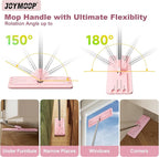 JOYMOOP Flat Mop, Microfiber Mops for Floor Cleaning, 60" Long Handle with Flexible 13" Flat Head, Pink