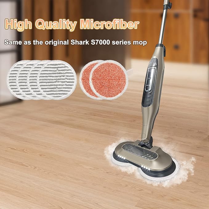 6 Pack S7000 Steam Mop Pads Replacement For Shark S7000AMZ S7001 S7001TGT S7000 Series Steam Mop, Microfiber and Reusable Mop Pads for Shark Steam & Scrub All-in-One Scrubbing Mop Pads for Cleaning