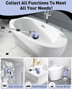 Electric Spin Scrubber for Cleaning Bathroom, Shower Scrubber Cordless Cleaning Brush with IPX7 Waterproof & 2 Speed, 3 Brush Heads, Bathroom Cleaning Supplies for Shower Tub Tile Toilet Purple